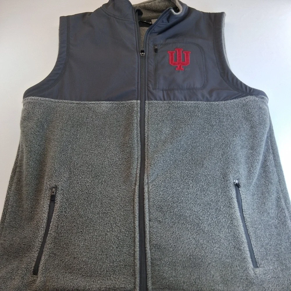 Mens IU Vest Size Large Indiana University Hoosiers Full Zip Fleece